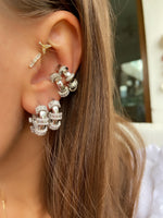 Load image into Gallery viewer, Beyaz Taşlı Halka Küpe