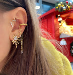 Load image into Gallery viewer, Taşlı Zincir Kıkırdak Küpe