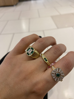 Load image into Gallery viewer, Yeşil Taşlı Kare Yüzük