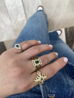 Load image into Gallery viewer, Yeşil Baget Taşlı Serçe Yüzük