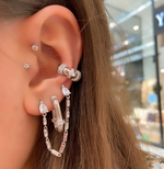 Load image into Gallery viewer, Pembe Taşlı Kare Kıkırdak Küpe