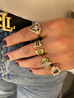 Load image into Gallery viewer, Yeşil Taşlı Kalın Yüzük