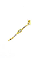 Load image into Gallery viewer, Oval Taşlı Üçgen Tek Sallantılı Küpe