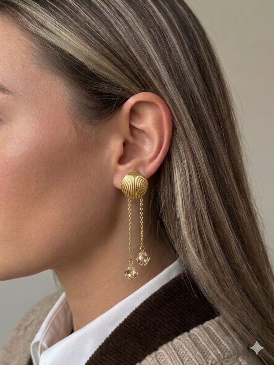 İstiridye Gold Küpe