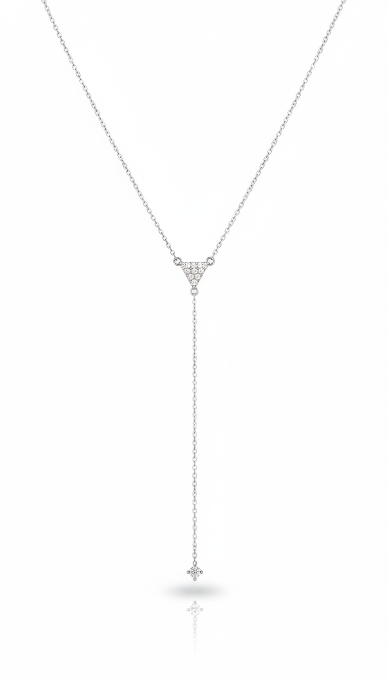 Üçgen Taşlı Y Kolye