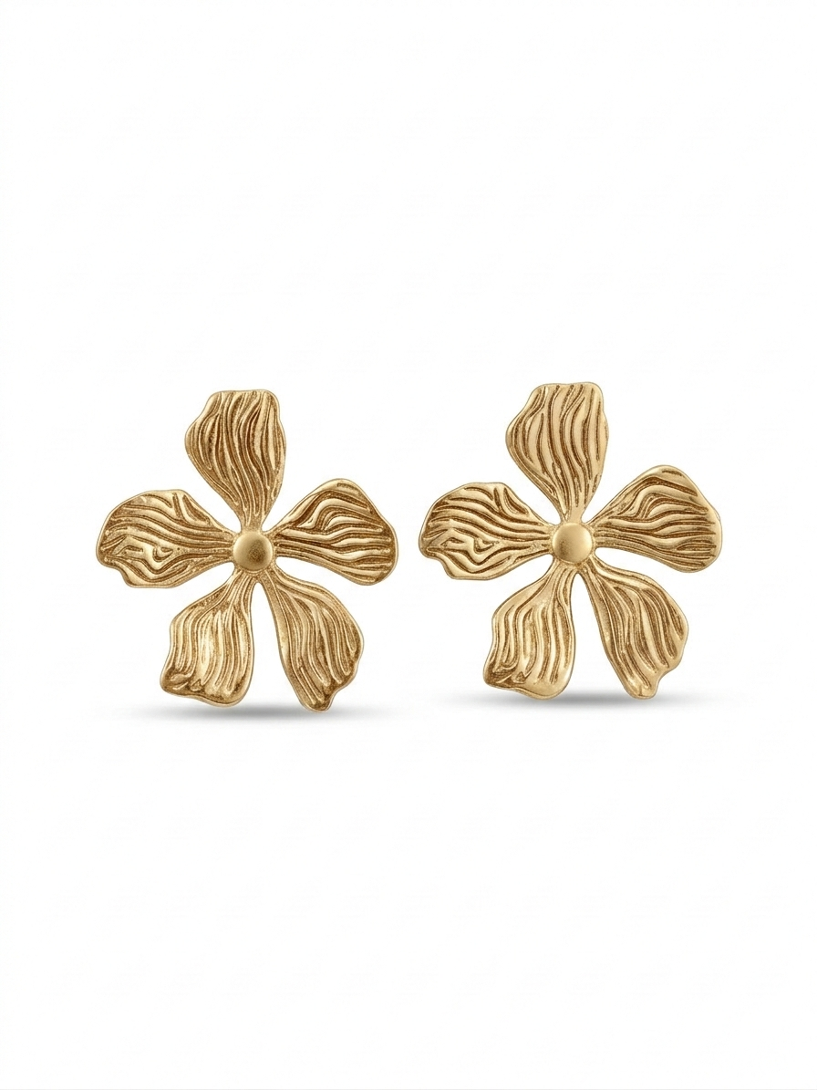 Çiçek Gold Küpe