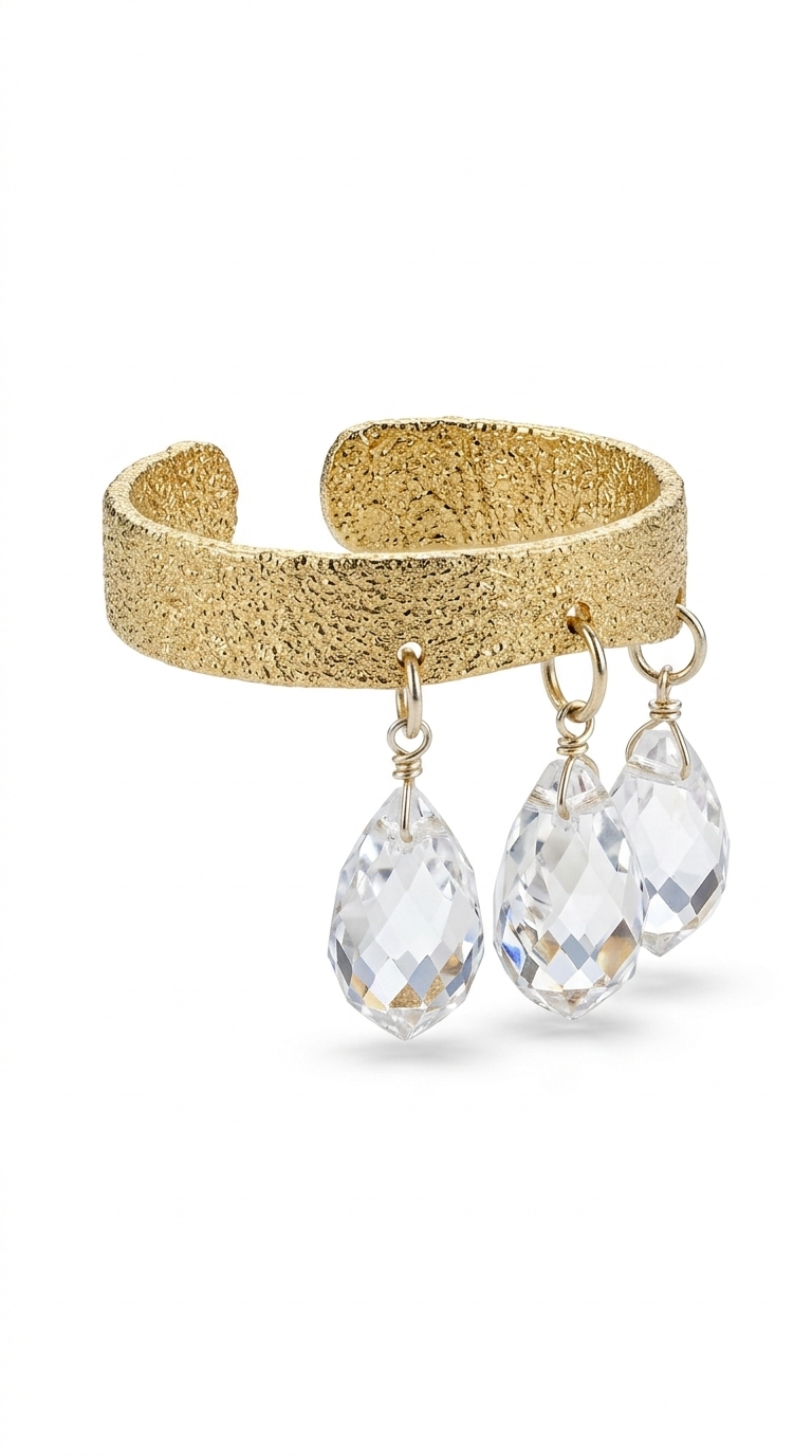 Kristal Sallanan Taşlı Yüzük