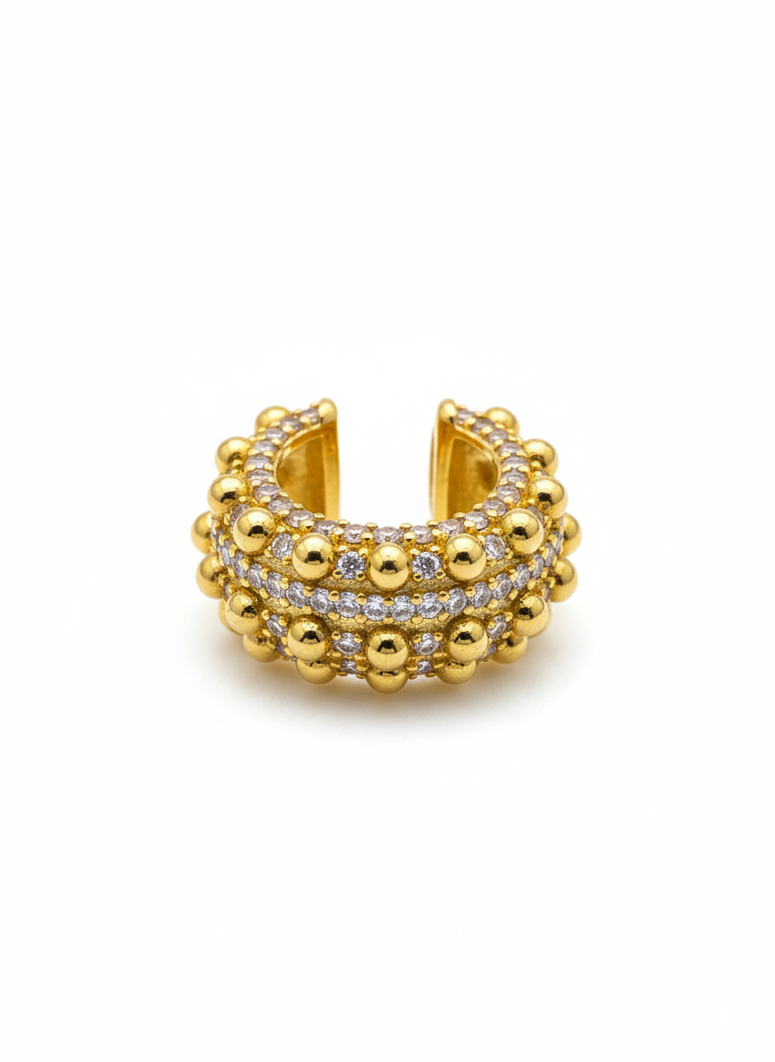 İnce Taşlı Bombeli Kıkırdak Küpe