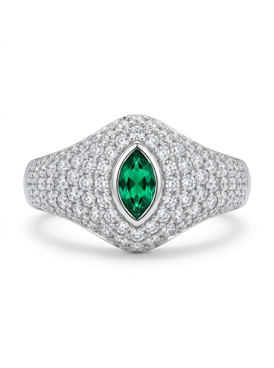 Full Taşlı Yeşil İthal Yüzük