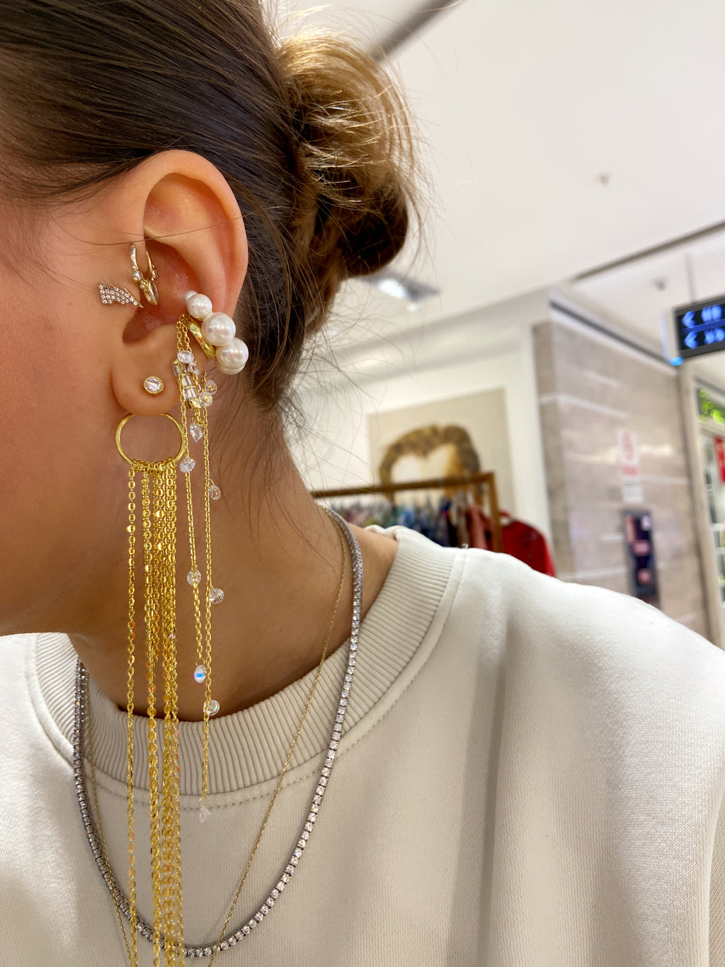 Single Stone Chain Earrings