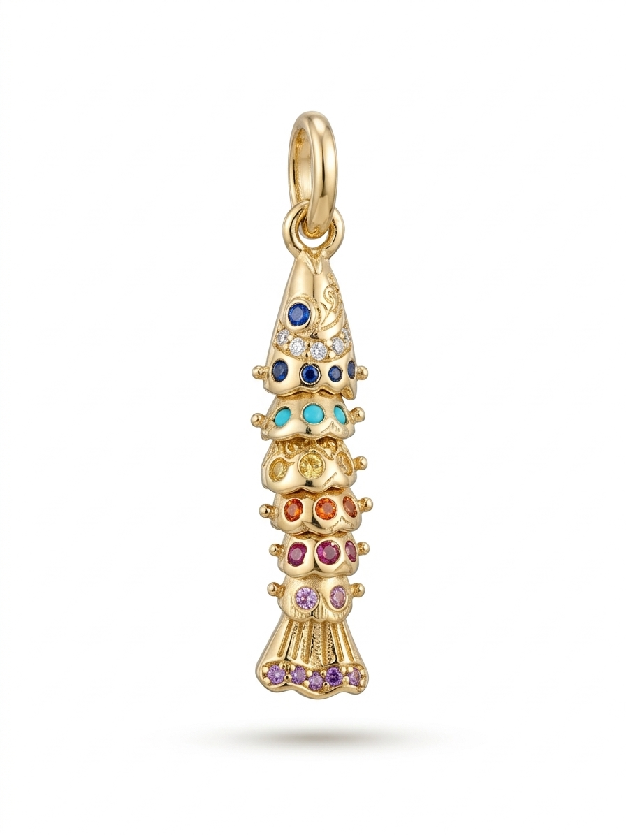 Renkli Taşlı Balık Charm