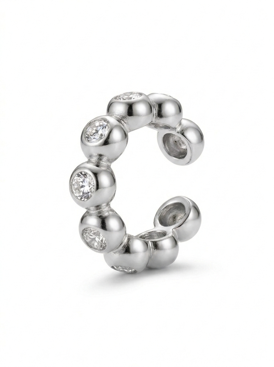 Yuvarlak Taşlı Balon Kıkırdak Küpe