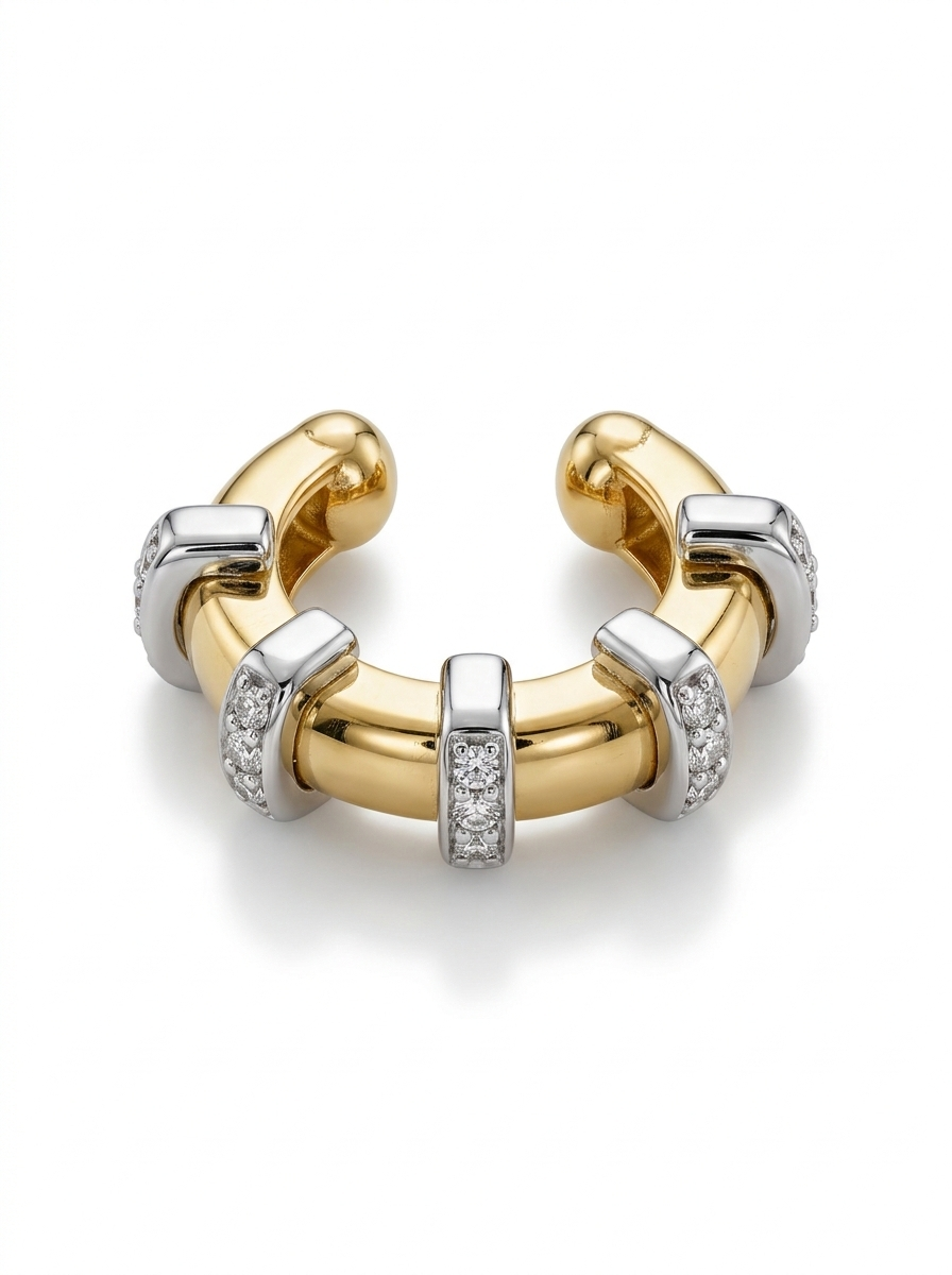 Çift Renk 5 İnce Taşlı Kıkırdak Küpe