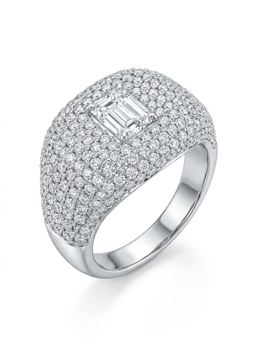 Full Kare Taşlı Beyaz Yüzük