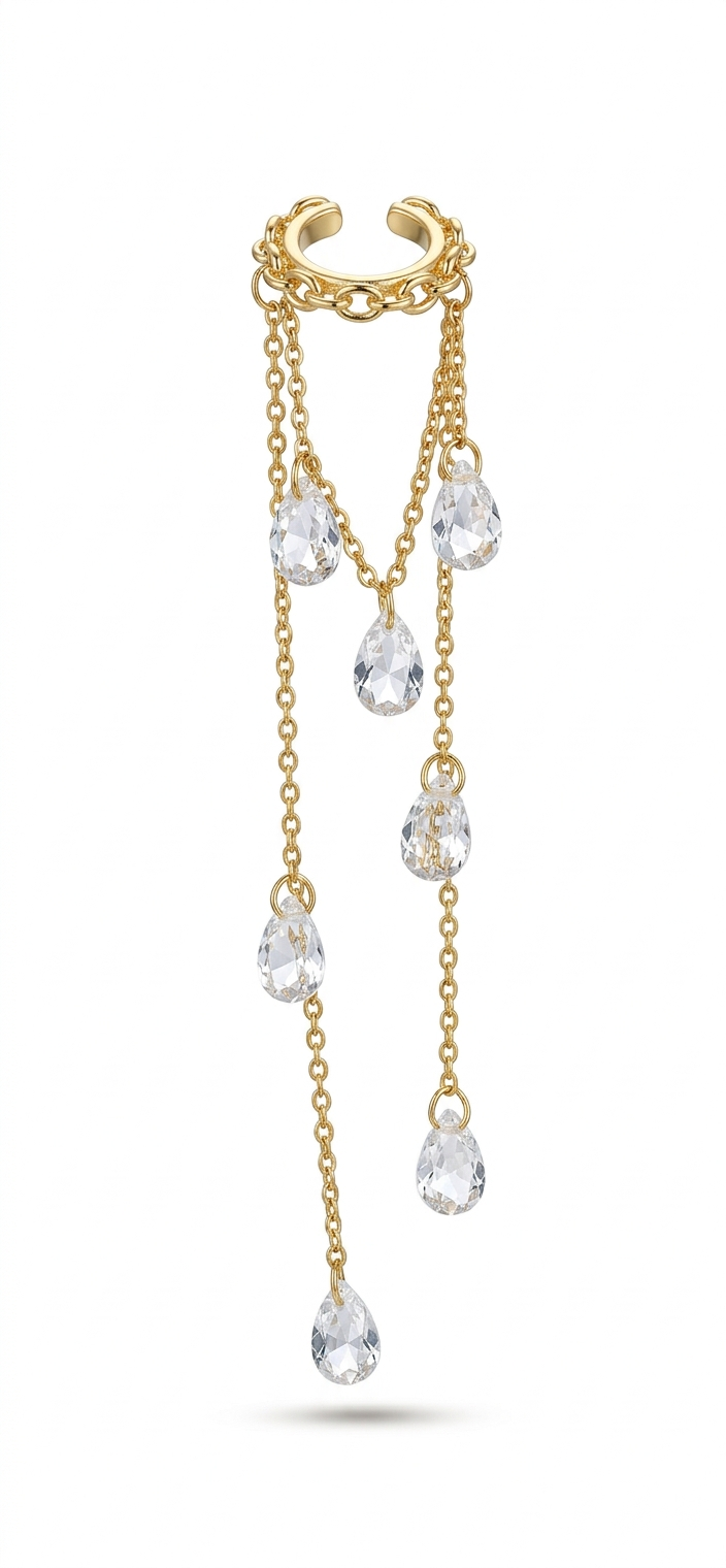 Kristal Taş Sallantılı EarCuff