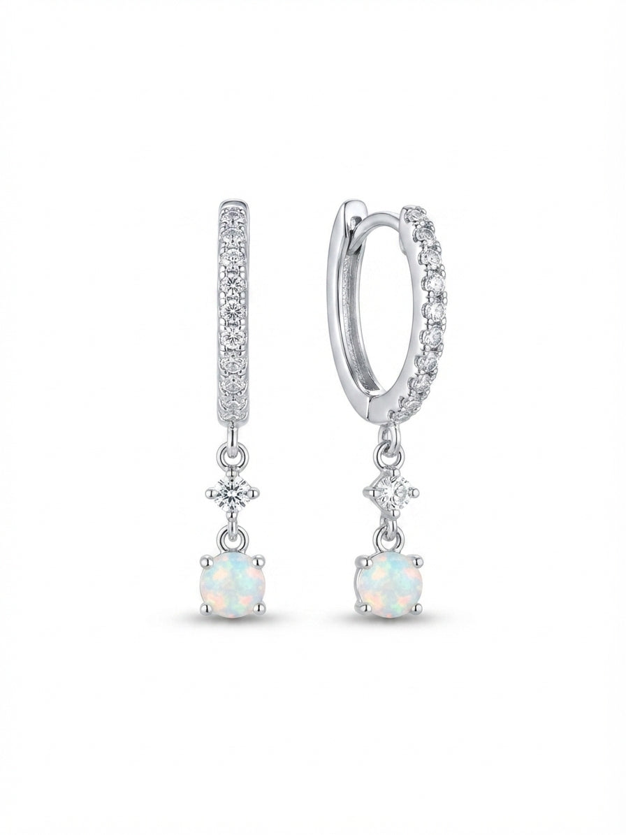 Opal Taşlı Halka Küpe