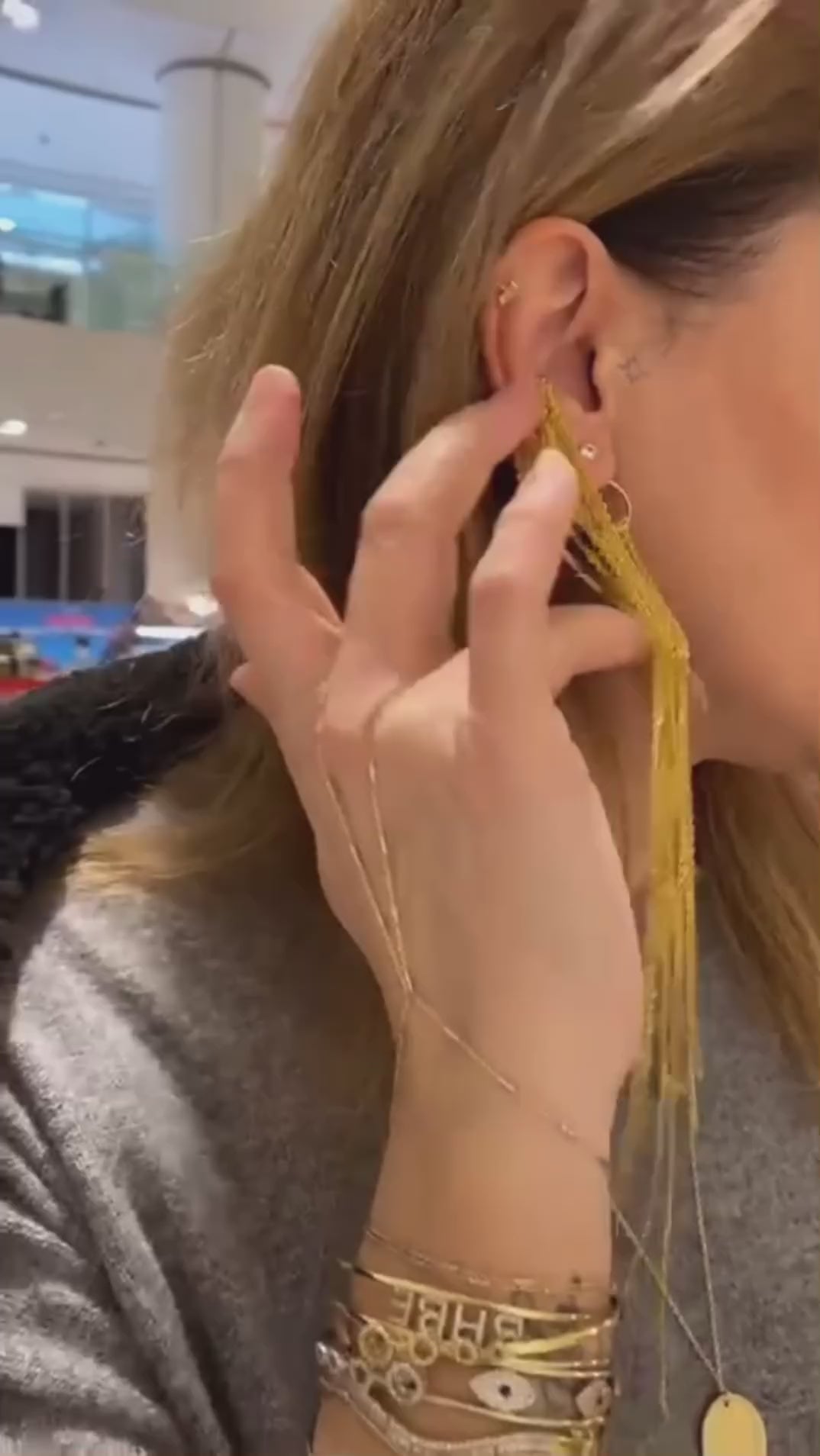 Tek Taş Zincir Küpe