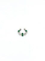 Load image into Gallery viewer, Yeşil Taşlı Kare Kıkırdak Küpe
