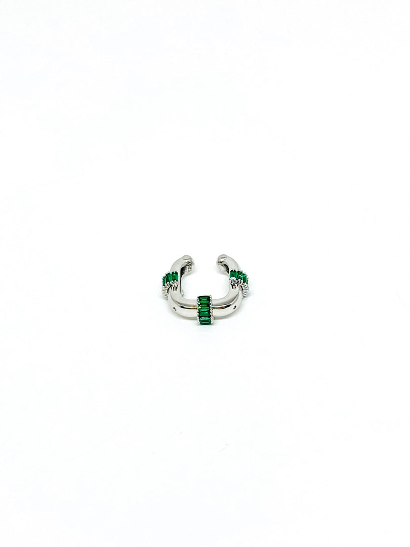 Yeşil Taşlı Kare Kıkırdak Küpe